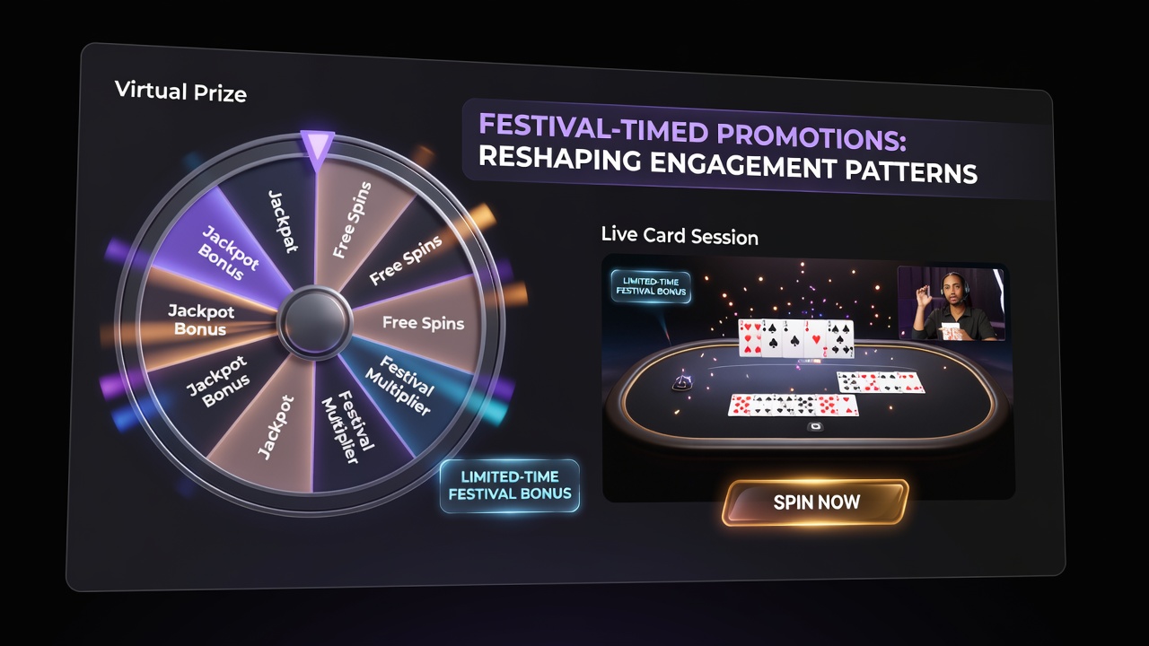Live card game table on a smartphone screen with festival decorations and active player chat